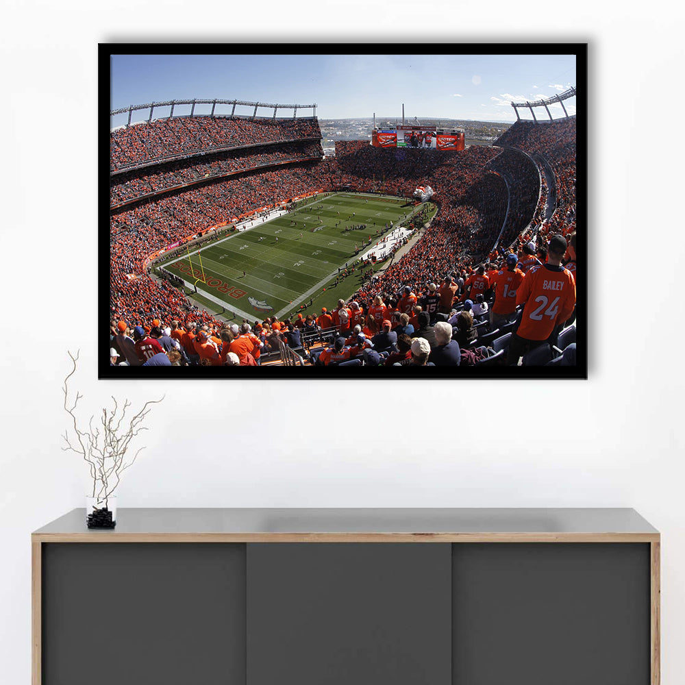 Broncos Stadium at Mile High, Stadium Canvas, Sport Art, Gift for him, Framed Art Print Wall Decor, Picture Framed