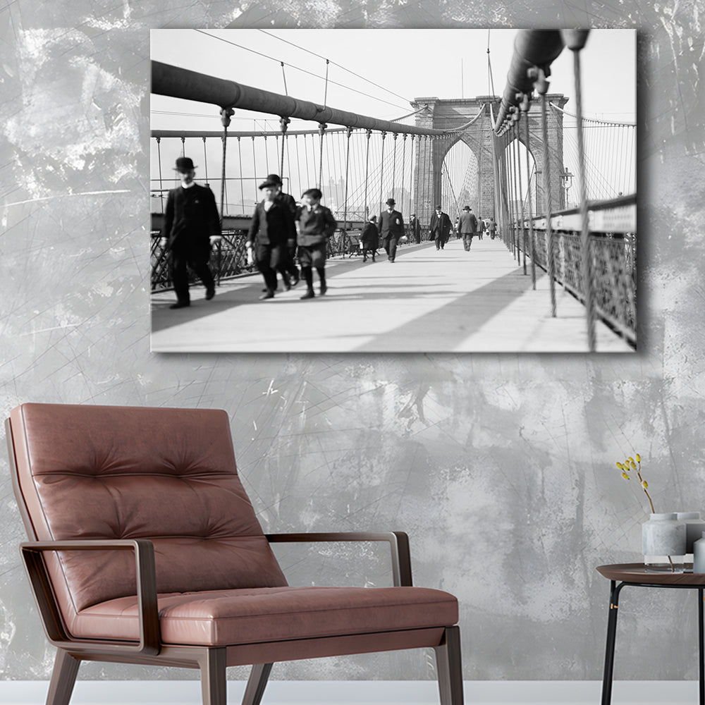 Brooklyn Bridge Black and White Art Industrial Wall Art, Canvas Print Wall Art Decor