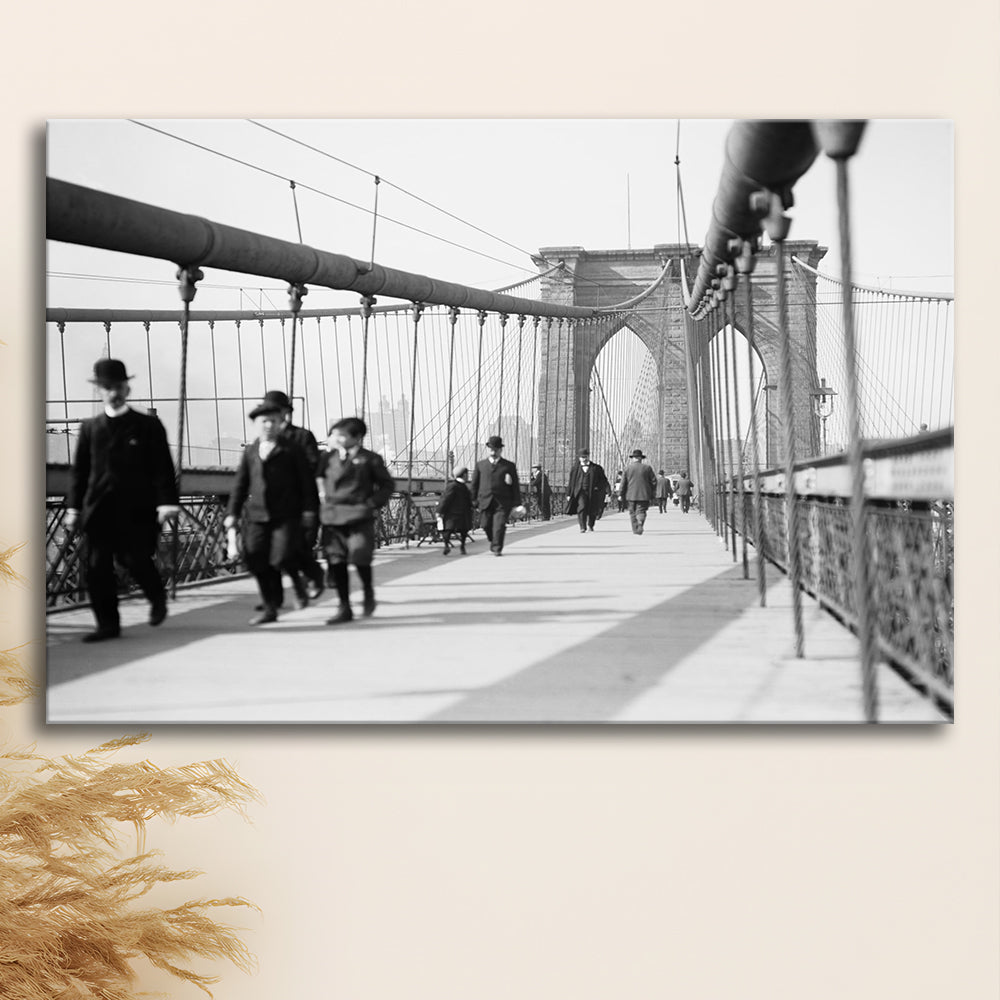 Brooklyn Bridge Black and White Art Industrial Wall Art, Canvas Print Wall Art Decor