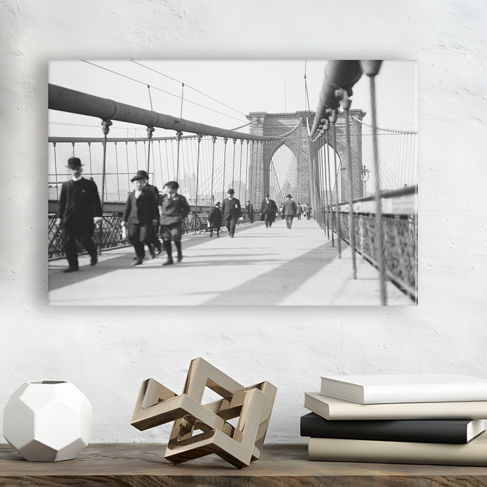 Brooklyn Bridge Black and White Art Industrial Wall Art, Canvas Print Wall Art Decor
