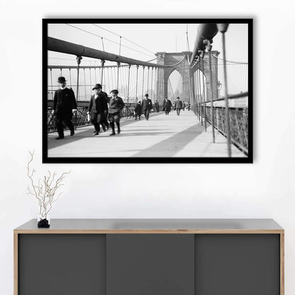 Brooklyn Bridge Black and White Art Industrial Wall Art, Framed Art Print Wall Decor