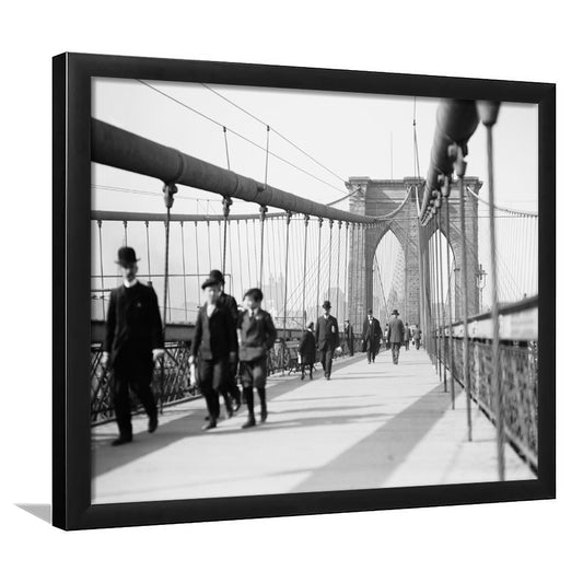 Brooklyn Bridge Black and White Art Industrial Wall Art, Framed Art Print Wall Decor