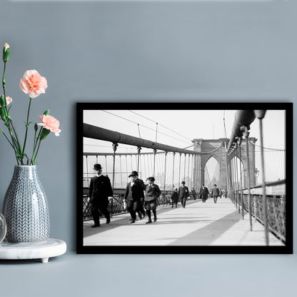 Brooklyn Bridge Black and White Art Industrial Wall Art, Framed Art Print Wall Decor
