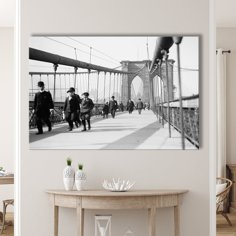 Brooklyn Bridge Black and White Art Industrial Wall Art, Canvas Print Wall Art Decor