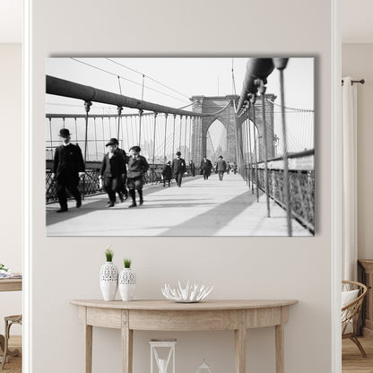 Brooklyn Bridge Black and White Art Industrial Wall Art, Canvas Print Wall Art Decor
