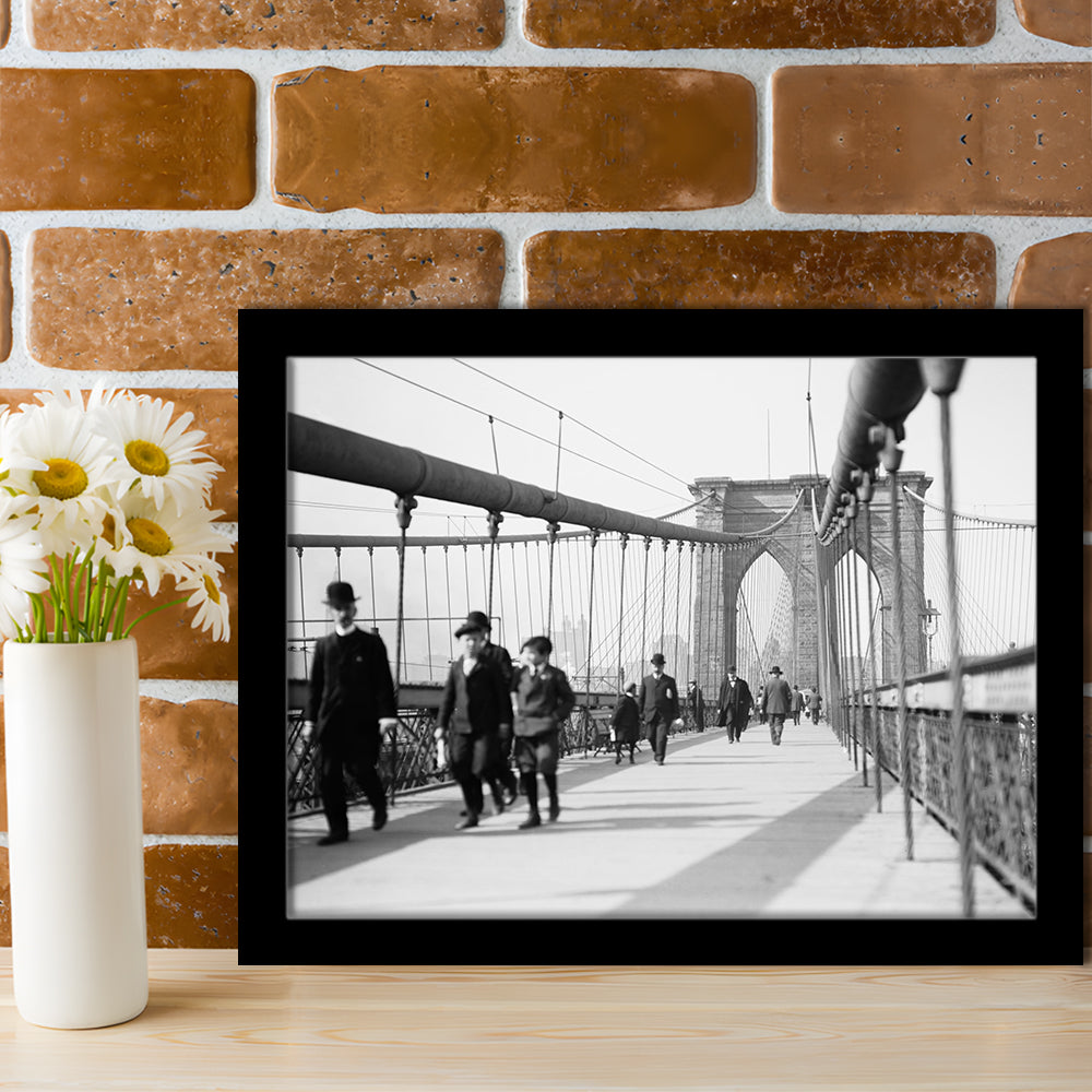 Brooklyn Bridge Black and White Art Industrial Wall Art, Framed Art Print Wall Decor