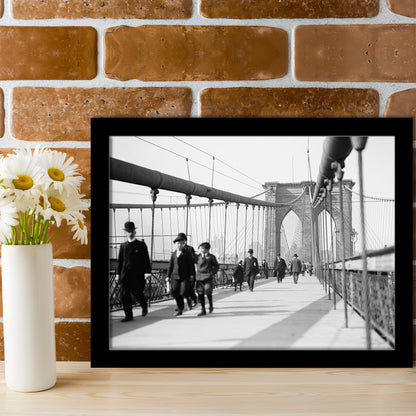 Brooklyn Bridge Black and White Art Industrial Wall Art, Framed Art Print Wall Decor
