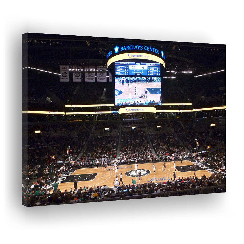 Brooklyn Nets at Barclays Center, Stadium Canvas, Sport Art, Gift for him, Man Cave Decor, Art Print, Canvas Print Wall Art