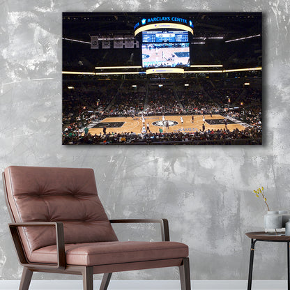 Brooklyn Nets at Barclays Center, Stadium Canvas, Sport Art, Gift for him, Man Cave Decor, Art Print, Canvas Print Wall Art