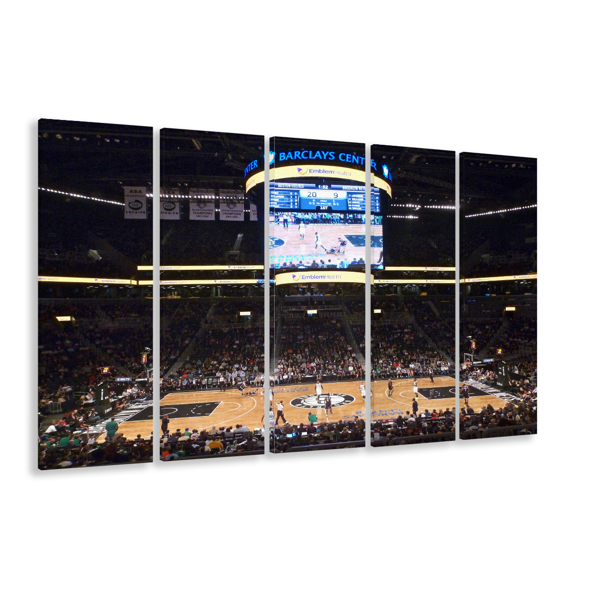 Brooklyn Nets at Barclays Center, Stadium Canvas, Sport Art, 5 Panel B, Extra Large Canvas, Canvas Print Wall Art