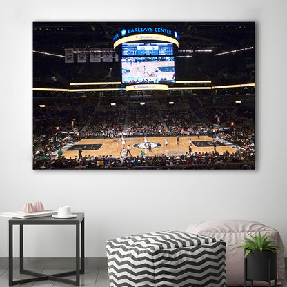 Brooklyn Nets at Barclays Center, Stadium Canvas, Sport Art, Gift for him, Man Cave Decor, Art Print, Canvas Print Wall Art