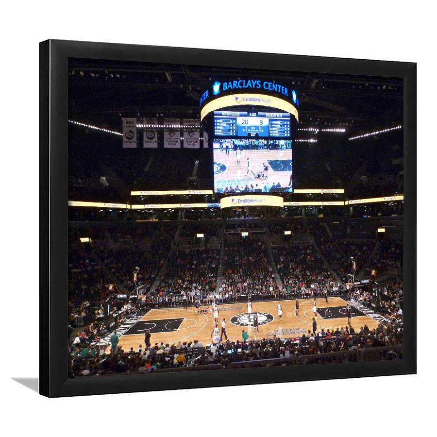 Brooklyn Nets at Barclays Center, Stadium Canvas, Sport Art, Gift for him, Framed Art Print Wall Decor, Picture Framed