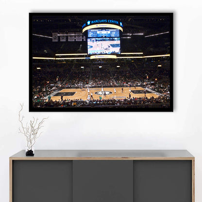 Brooklyn Nets at Barclays Center, Stadium Canvas, Sport Art, Gift for him, Framed Art Print Wall Decor, Picture Framed