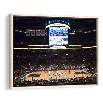 Brooklyn Nets at Barclays Center, Stadium Canvas, Sport Art, Framed Canvas Print Wall Art, Floating Frame