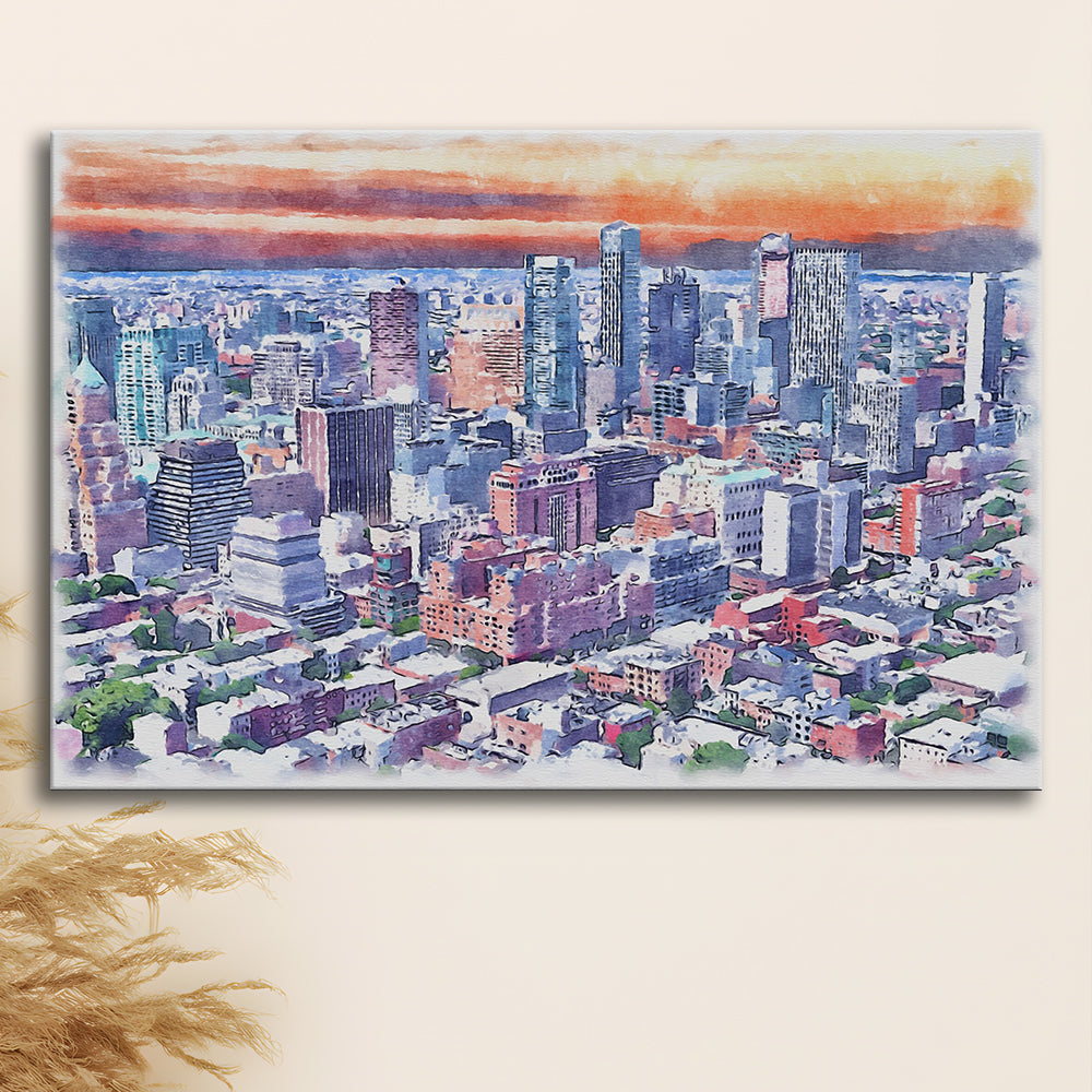 Brooklyn Watercolor Painting Canvas, Brooklyn New York, Sport Art, Gifts for him, Canvas Print Wall Art