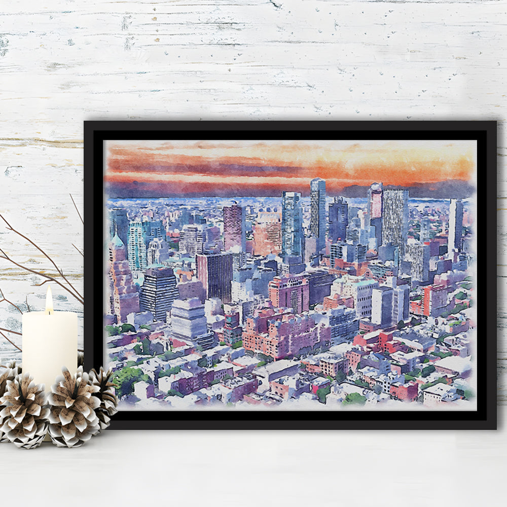 Brooklyn Watercolor Painting Canvas, Brooklyn New York, Sport Gift Art, Framed Canvas Print Wall Art