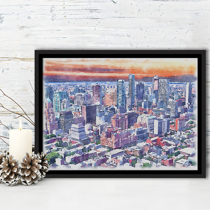 Brooklyn Watercolor Painting Canvas, Brooklyn New York, Sport Gift Art, Framed Canvas Print Wall Art