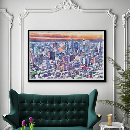 Brooklyn Watercolor Painting Canvas, Brooklyn New York, Sport Gift Art, Framed Art Print Wall Decor