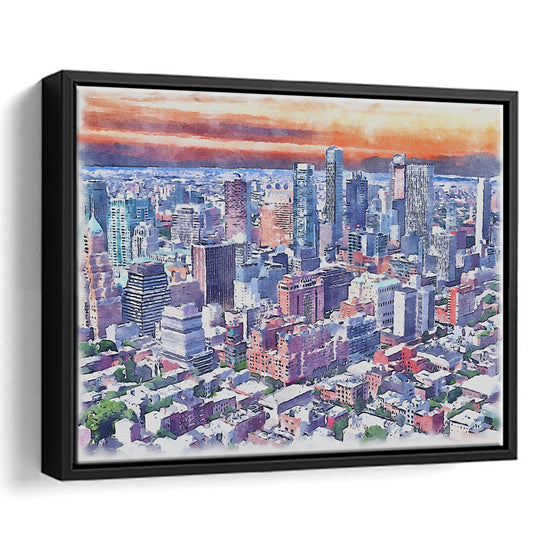 Brooklyn Watercolor Painting Canvas, Brooklyn New York, Sport Gift Art, Framed Canvas Print Wall Art