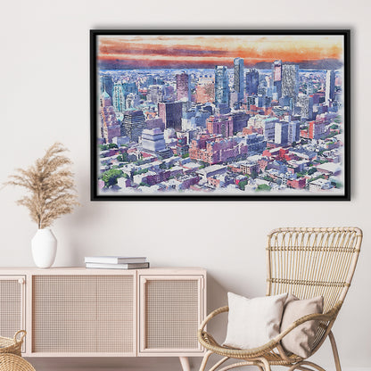 Brooklyn Watercolor Painting Canvas, Brooklyn New York, Sport Gift Art, Framed Canvas Print Wall Art