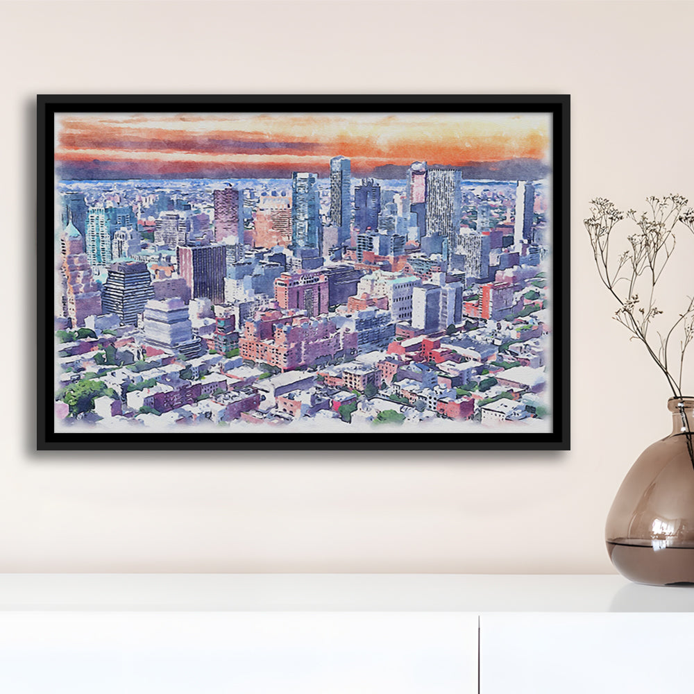 Brooklyn Watercolor Painting Canvas, Brooklyn New York, Sport Gift Art, Framed Canvas Print Wall Art