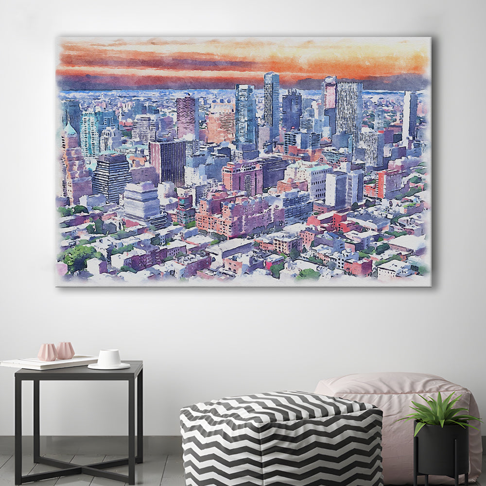 Brooklyn Watercolor Painting Canvas, Brooklyn New York, Sport Art, Gifts for him, Canvas Print Wall Art