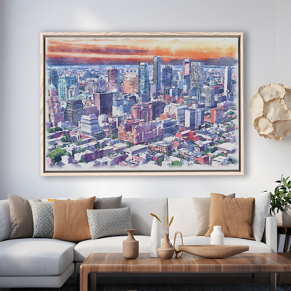Brooklyn Watercolor Painting Canvas, Brooklyn New York, Sport Gift Art, Framed Canvas Print Wall Art