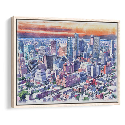 Brooklyn Watercolor Painting Canvas, Brooklyn New York, Sport Gift Art, Framed Canvas Print Wall Art