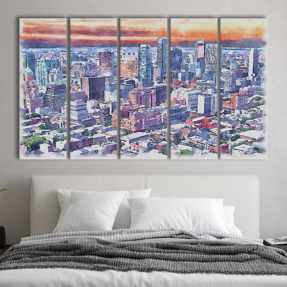 Brooklyn Watercolor Painting Canvas, Brooklyn New York, Sport Art, Extra Large Canvas Print Wall Art