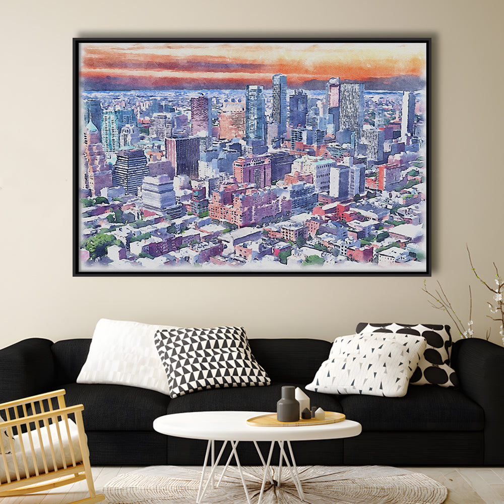 Brooklyn Watercolor Painting Canvas, Brooklyn New York, Sport Gift Art, Framed Canvas Print Wall Art