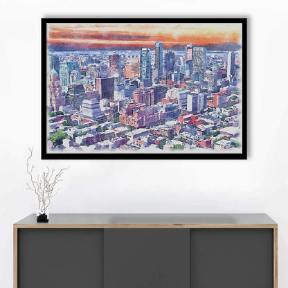 Brooklyn Watercolor Painting Canvas, Brooklyn New York, Sport Gift Art, Framed Art Print Wall Decor
