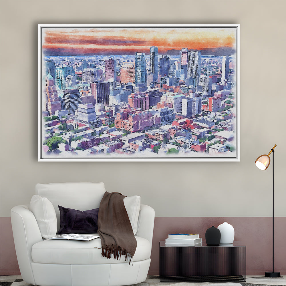 Brooklyn Watercolor Painting Canvas, Brooklyn New York, Sport Gift Art, Framed Canvas Print Wall Art