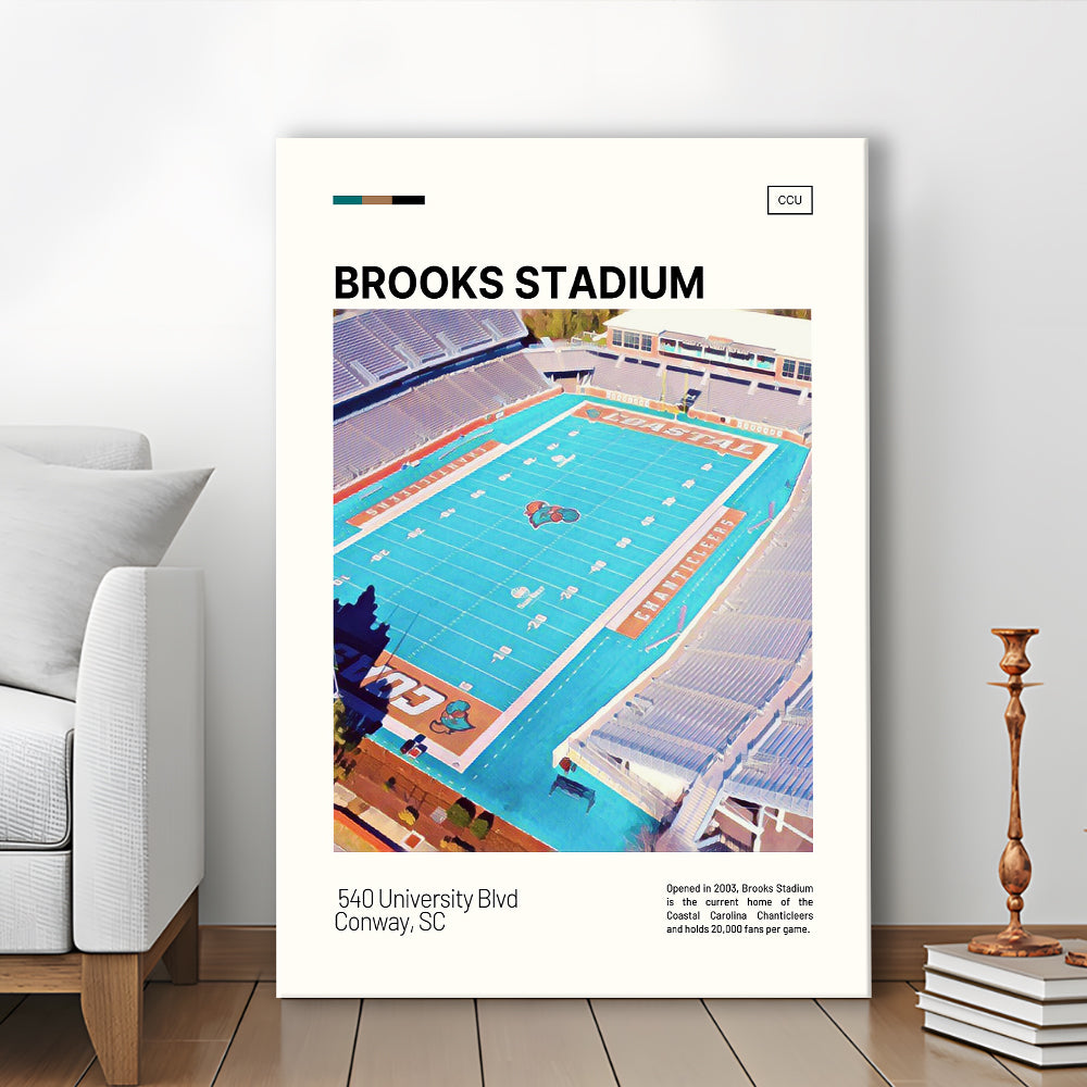Brooks Stadium Print, Coastal Carolina Chanticleers Stadium Canvas Art, Fan Gifts, Sport Art, Canvas Print Wall Art