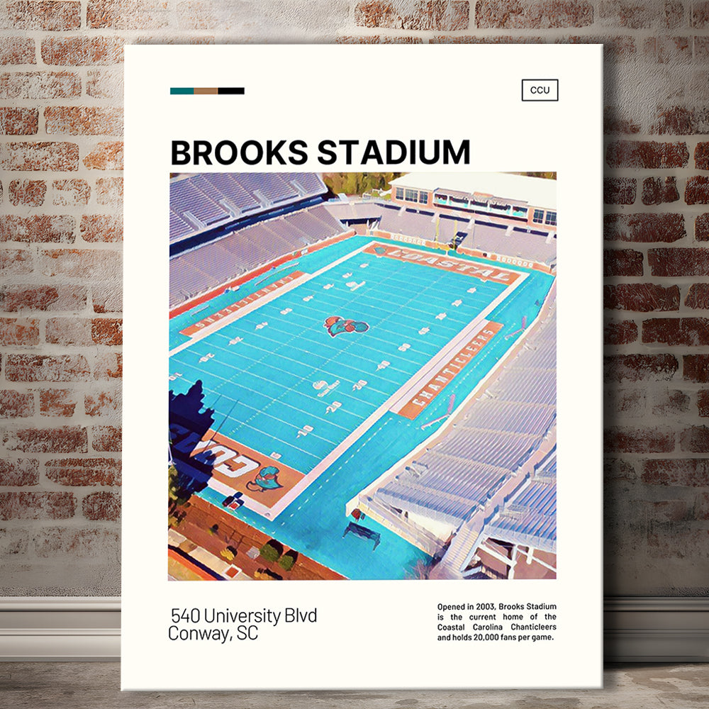 Brooks Stadium Print, Coastal Carolina Chanticleers Stadium Canvas Art, Fan Gifts, Sport Art, Canvas Print Wall Art