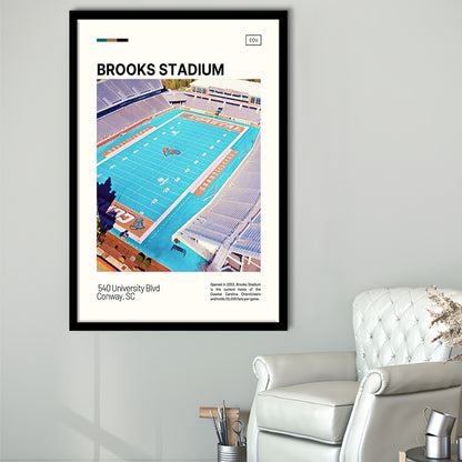 Brooks Stadium Print, Coastal Carolina Chanticleers Stadium Art, Gifts for him, Sport Art, Framed Art Print Wall Decor
