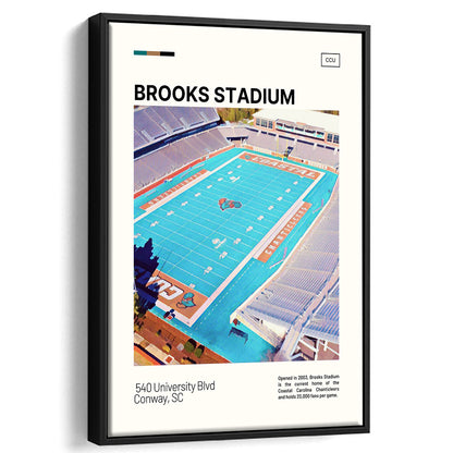Brooks Stadium Print, Coastal Carolina Chanticleers Stadium Canvas Art, Man Cave Gift, Floating Framed Canvas Print