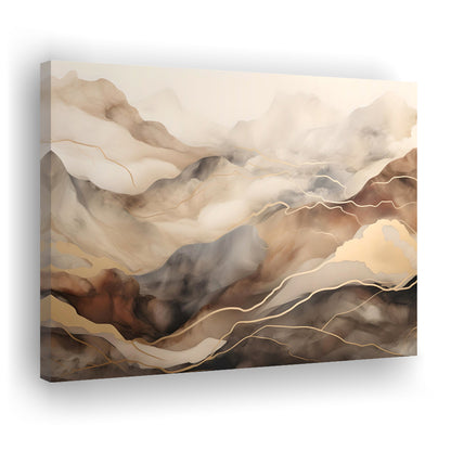 Brown Beige, Abstract Marble Mountain Landscape Painting, Canvas Print Wall Art, Wall Decor, Painting Canvas