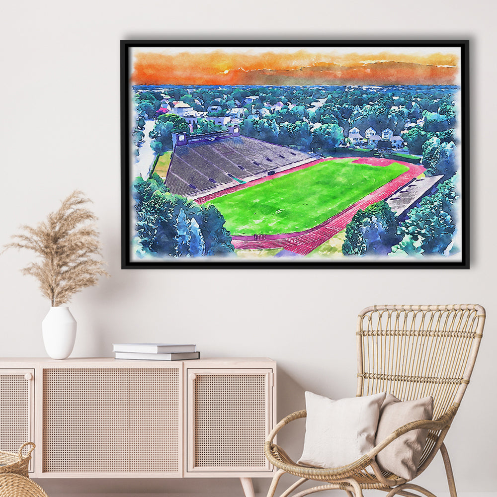 Brown Painting Stadium Watercolor, Providence Rhode Island Watercolor, Sport Gift Art, Framed Canvas Print Wall Art