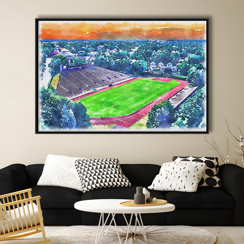 Brown Painting Stadium Watercolor, Providence Rhode Island Watercolor, Sport Gift Art, Framed Canvas Print Wall Art