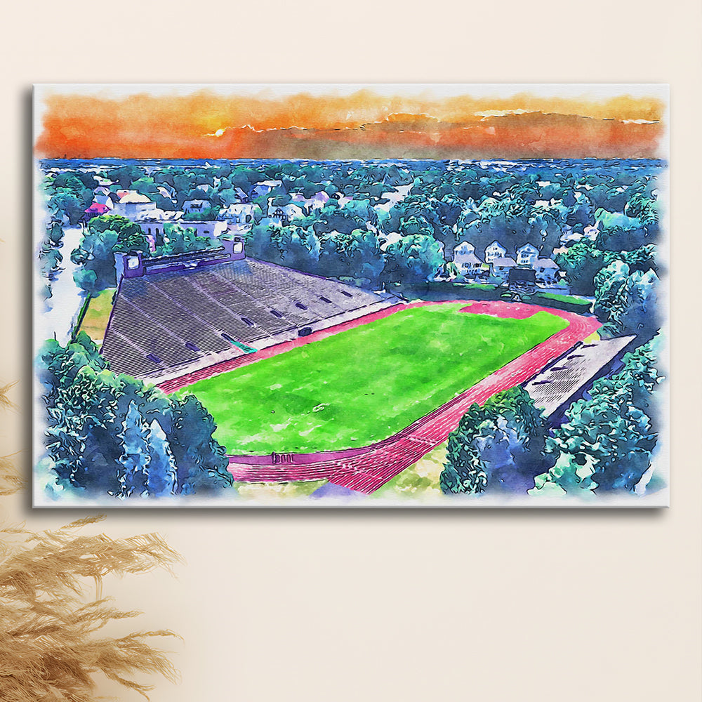 Brown Painting Stadium Watercolor, Providence Rhode Island Watercolor, Sport Art, Gifts for him, Canvas Print Wall Art