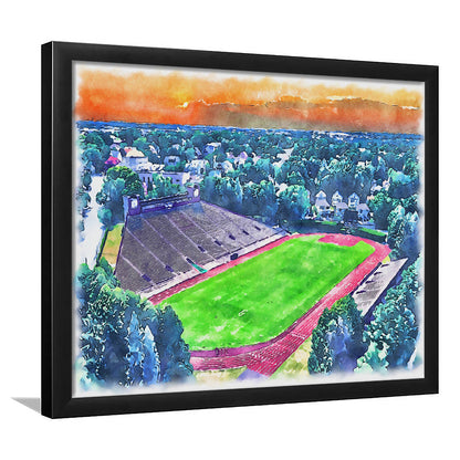 Brown Painting Stadium Watercolor, Providence Rhode Island Watercolor, Sport Gift Art, Framed Art Print Wall Decor