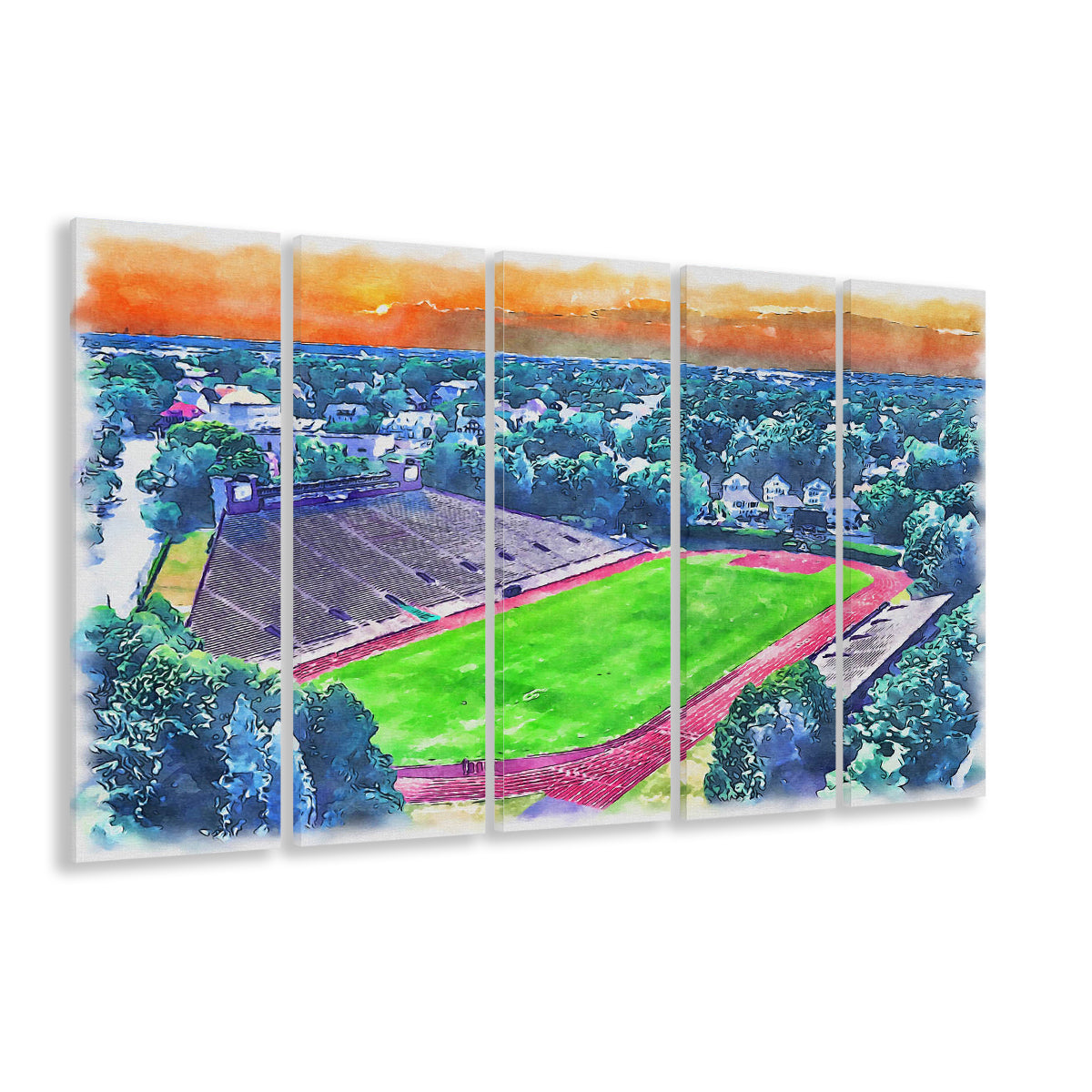 Brown Painting Stadium Watercolor, Providence Rhode Island Watercolor, Sport Art, Extra Large Canvas Print Wall Art