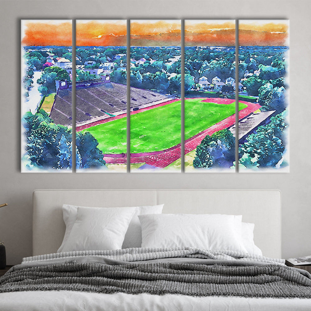 Brown Painting Stadium Watercolor, Providence Rhode Island Watercolor, Sport Art, Extra Large Canvas Print Wall Art