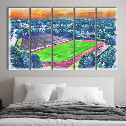 Brown Painting Stadium Watercolor, Providence Rhode Island Watercolor, Sport Art, Extra Large Canvas Print Wall Art