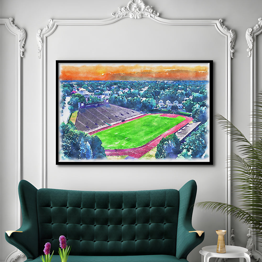 Brown Painting Stadium Watercolor, Providence Rhode Island Watercolor, Sport Gift Art, Framed Art Print Wall Decor