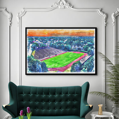 Brown Painting Stadium Watercolor, Providence Rhode Island Watercolor, Sport Gift Art, Framed Art Print Wall Decor