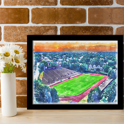 Brown Painting Stadium Watercolor, Providence Rhode Island Watercolor, Sport Gift Art, Framed Art Print Wall Decor