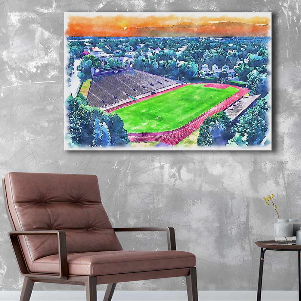Brown Painting Stadium Watercolor, Providence Rhode Island Watercolor, Sport Art, Gifts for him, Canvas Print Wall Art