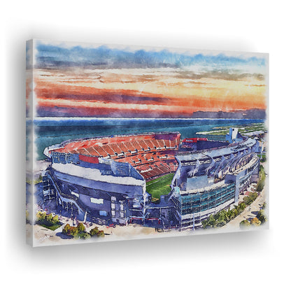 Browns Football Stadium- FirstEnergy Stadium, Watercolor, Sport Art, Gifts for him, Canvas Print Wall Art