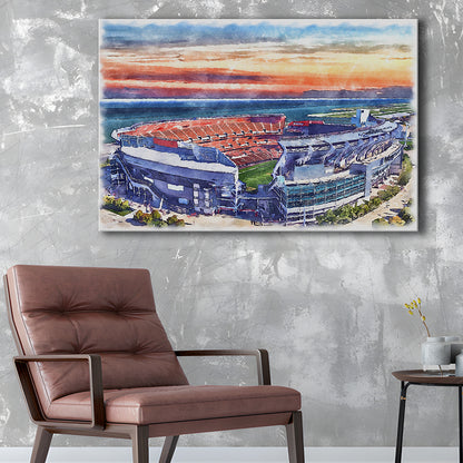 Browns Football Stadium- FirstEnergy Stadium, Watercolor, Sport Art, Gifts for him, Canvas Print Wall Art